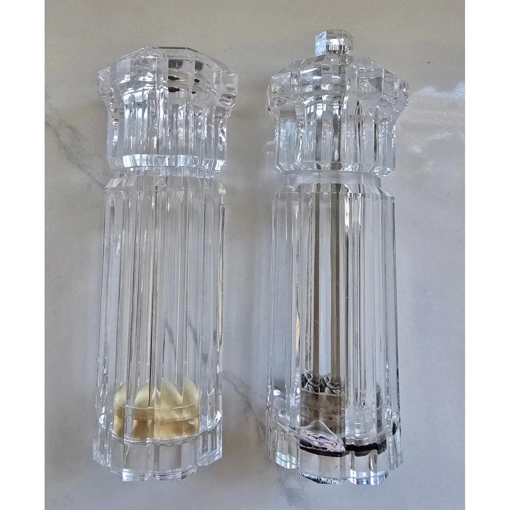 Olde Thompson Clear Faceted Acrylic Salt Shaker and Pepper Mill Set Made in USA